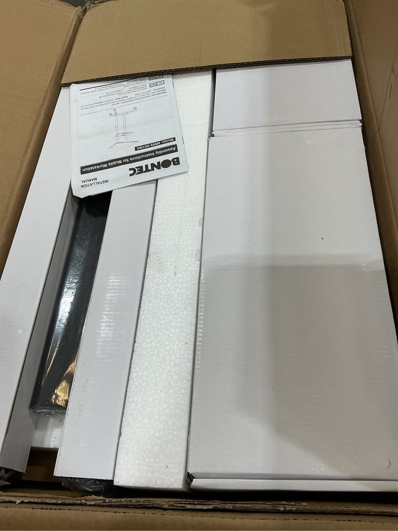 Condition photo showing Good Condition for bontec lecterns & podiums portable mobile standing laptop desk, height adjustable, sit stand, home office classroom pulpit stand up desk workstation, rolling table laptop cart with storage tray
