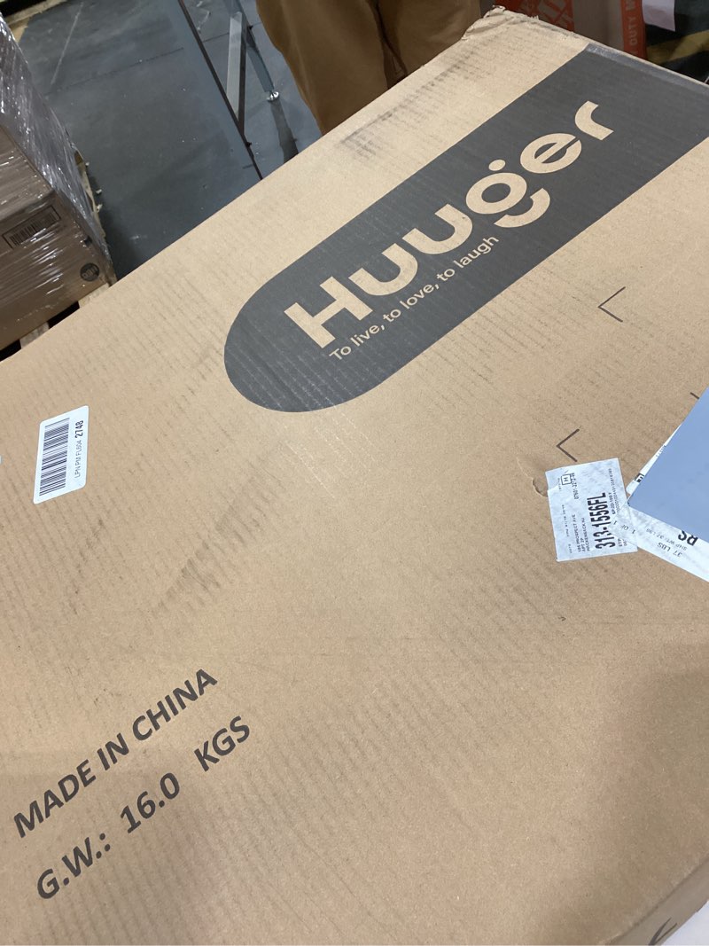 Condition photo showing New/Like New for Huuger 47 Inch Computer Desk with Power Outlets and LED Lights, Gaming Desk with 4 Drawers, Office Desk with Monitor Stand, Study Work Home Office, Small Spaces, White 47 inch White