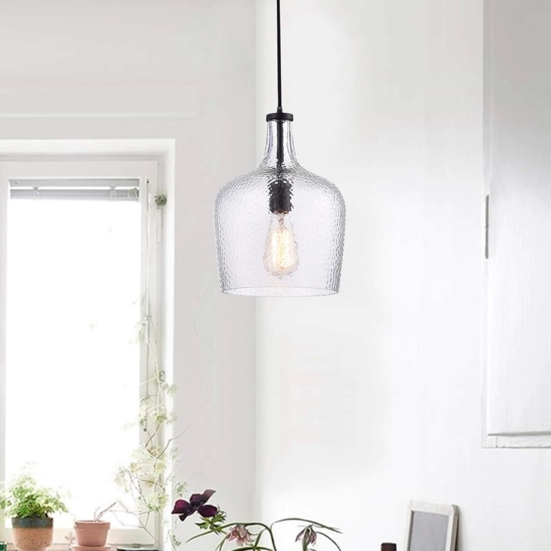 Belinda Mouth-blown Clear Glass Pendant Chandelier in Antique Black Finish LJ-3461-XLP