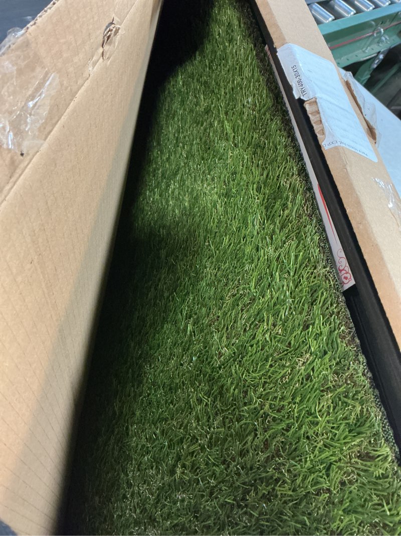 Condition photo showing As Is for Ottomanson Artificial Grass Puppy Potty Training Pad with Tray, 15" x 30" Reusable Pee Pad for Small Pets and Dogs A Black Tray/Grass Pet - 15" x 30"