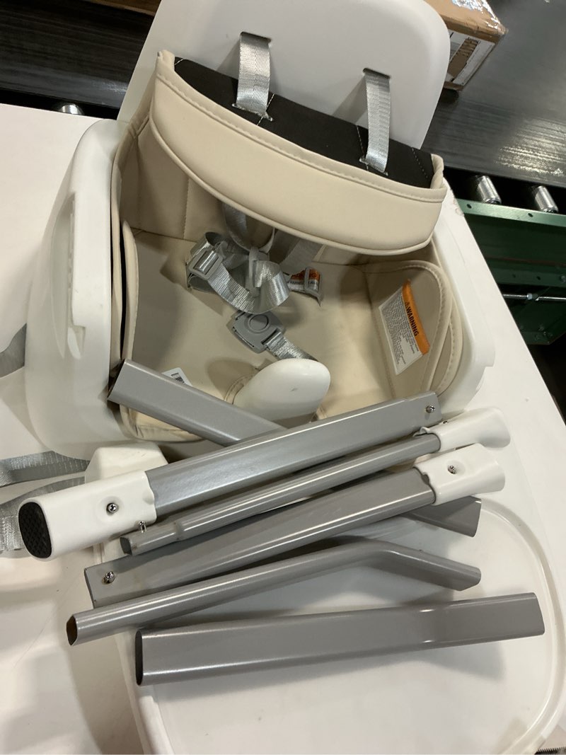 Condition photo showing As Is for Portable Baby Highchair for Months Infants and Toddlers with 5 Point Harness Convertible Comfortable Seat for Cozy Eating Table Sit Up High Chair and Seats for Sitting Up Back Booster Feeding Chairs White