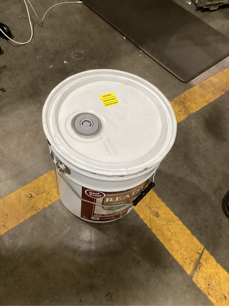 Condition photo showing As Is for ready seal exterior wood stain | semi-transparent oil-based formula | professional grade stain and sealer in one | ideal for decks, fences, pergolas, wood siding & more | 5 gallon | redwood 5 gallon redwood