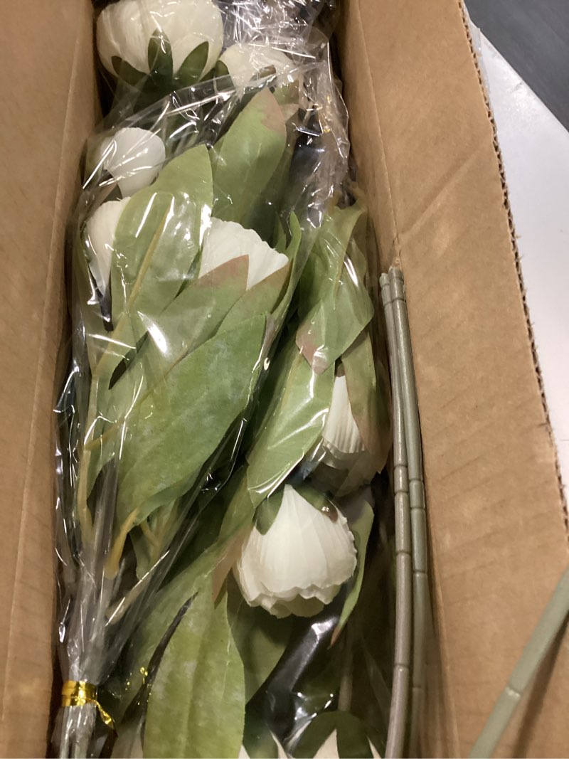 Condition photo showing Good Condition for vierena 6 pcs faux silk peony artificial flowers for vase -27", bulk fake peonies branches with stems for diy bouquet centerpieces wedding fillers arrangements shower decorations (cream) 6 cream