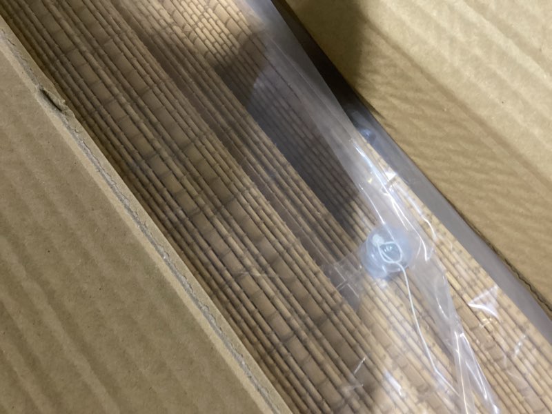 Condition photo showing Good Condition for cordless bamboo roman shades, woven wood roman blinds, light filtering natural blinds for windows, doors, thrush without liner, 21" w x 64" h thrush without liner 21"w x 64"h
