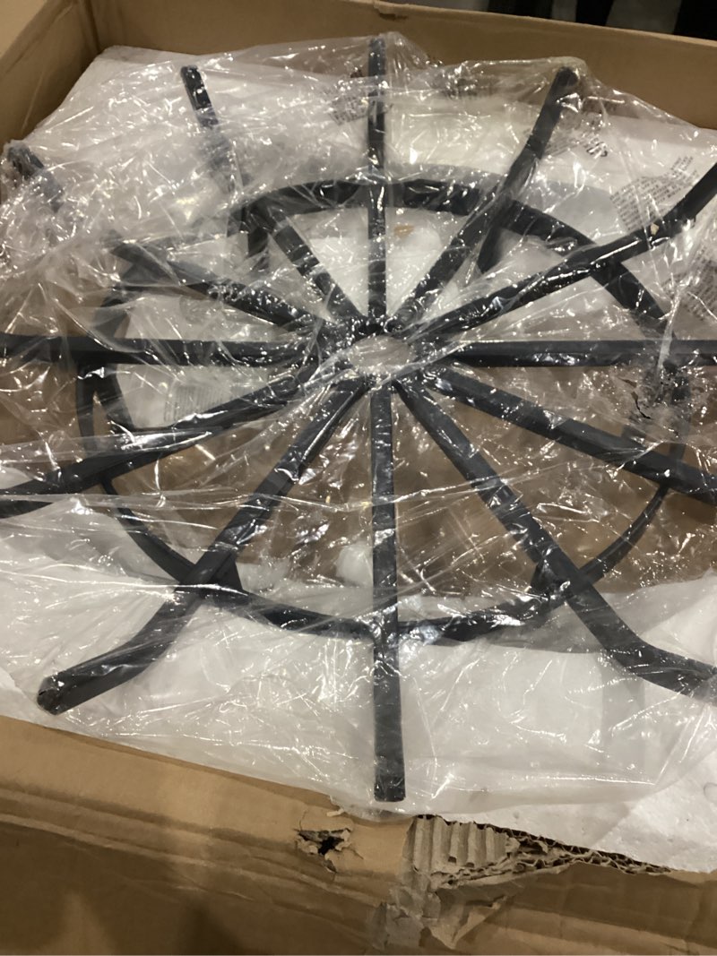 Condition photo showing Good Condition for amagabeli garden & home 27in log grate wrought iron fire pit round spider wagon wheel firewood heavy duty 0.7in bar fireplace stove burning rack holder chimney hearth kindling stacking bg275
