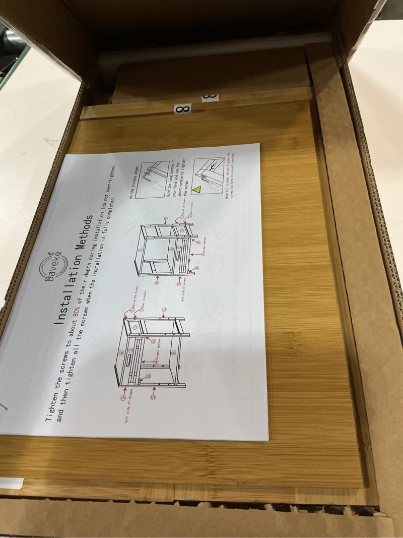 Condition photo showing Good Condition for Bamboo Night Stand Bedside Table- Bed Side Table with Drawers, Small Nightstand for Bedroom, Dorm, Sofa, Easy Assembly, Rustic Bedside Tables Multi Small Space Furniture