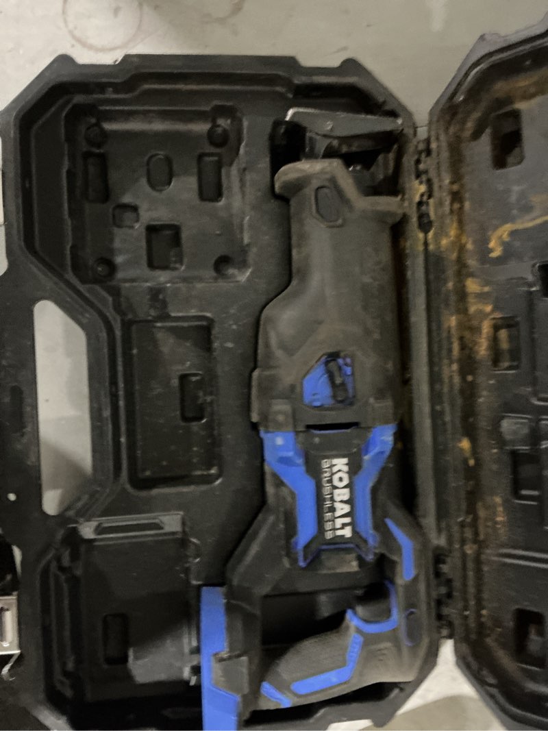 Condition photo showing As Is for kobalt xtr 24-volt variable speed brushless cordless reciprocating saw ( battery not included)