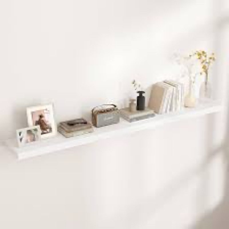 Venusmiles Floating Shelves for Wall, Large Wall Mounted Shelves with Invisible Brackets, Long Wood 