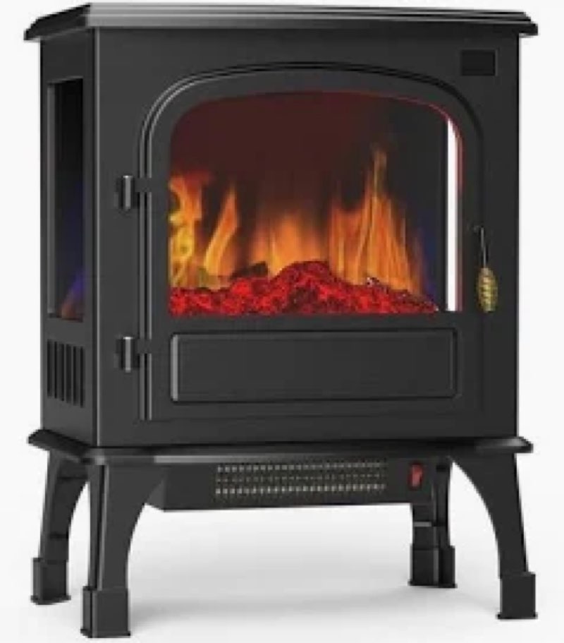 stove heater with infragen heat & 3d flame black finish 