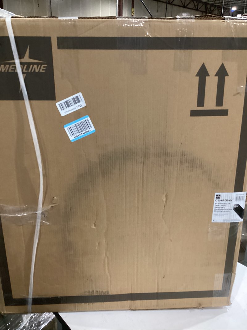 Condition photo showing As Is for Medline Guardian K1 Basic Wheelchair with Full-Length Permanent arms and Swing-Away Leg Rests, 18"