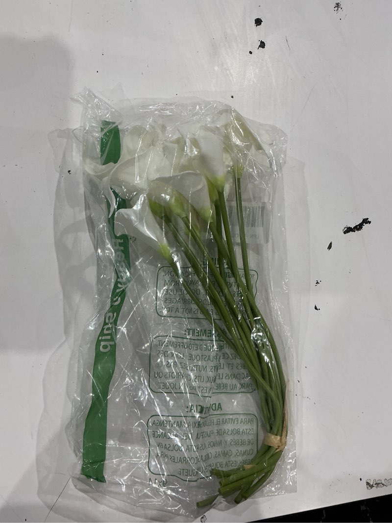 Condition photo showing As Is for duhouse 10pcs artificial calla lily flower real touch latex flowers for diy wedding bouquet party home decor (pure white) 20pcs pure white