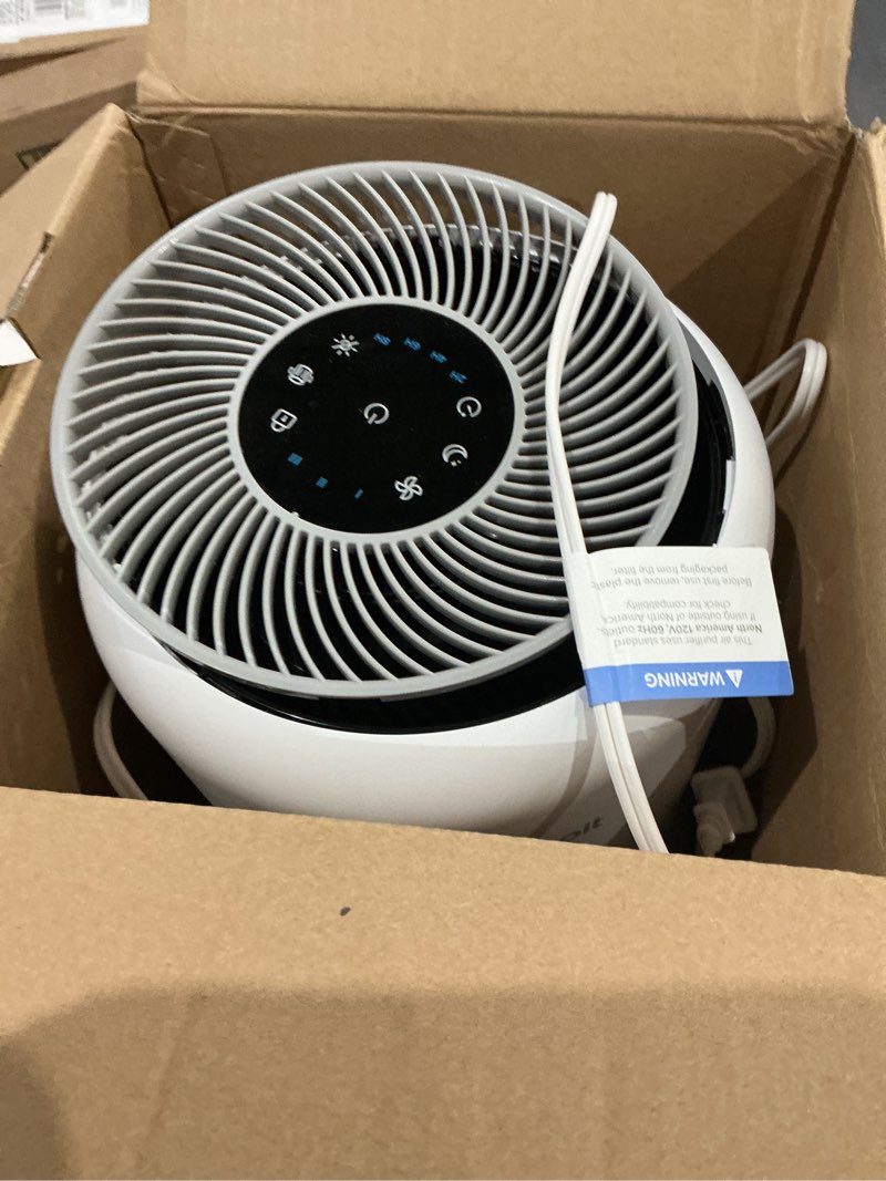 Condition photo showing As Is for levoit air purifier for home allergies pet hair in bedroom, covers up to 1073 ft² by 56w high torque motor, aham verifide, 3-in-1 filter with hepa sleep mode, remove dust smoke odor, core300-p, white