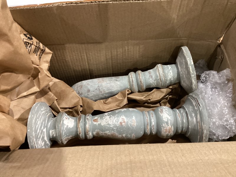 Condition photo showing Good Condition for Vintage Farmhouse Candle Holder Stand Wooden, Candle Pillar Stand for Country Style, Reiki, Aromatherapy, Spa, Living Room, Sustaibalbe Wooden Home Table Décor - 12, 15, and 18 Inch