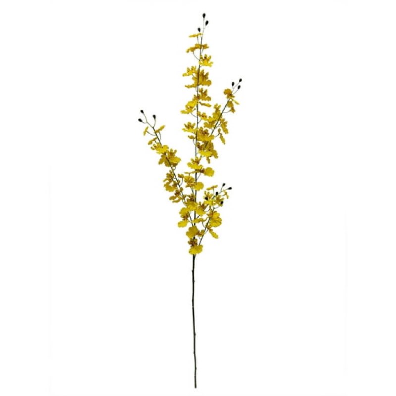 yellow artificial orchid stems, set of 12, for indoor decorative