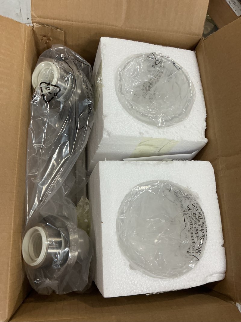 Condition photo showing Good Condition for vinluz 2-light brushed nickel directional spotlight track lighting kit with clear glass shade, semi flush mount ceiling light fixture for bathroom vanity 2 light