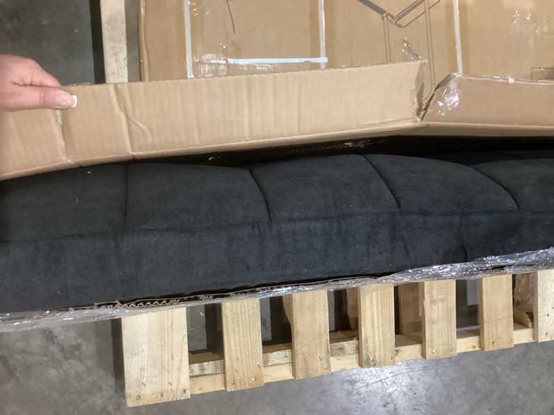 Condition photo showing As Is for hearth & harbor upholstered queen headboard - easy assemble channel stitched headboard queen size - wall mounted headboards with 3d soundproof wall panels peel & stick floating headboards, black queen 11-black