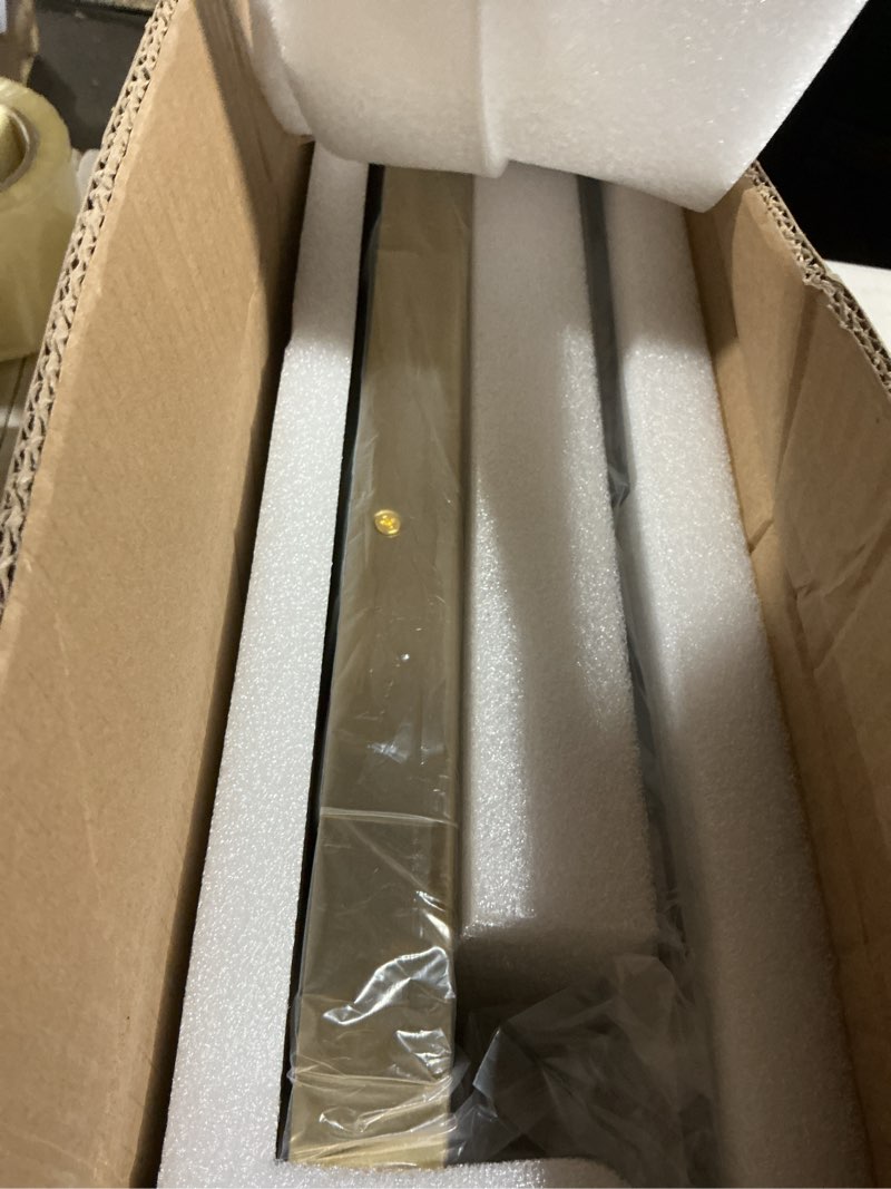 Condition photo showing Good Condition for LED Bathroom Vanity Light: 32 inch Brushed Gold Acrylic Modern Lighting Fixtures - 4 Lights Contemporary Smoke Design Wall Lights Fixture Over Mirror 3000K Gold 4 Light