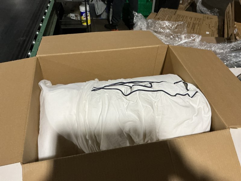 Condition photo showing As Is for APSMILE Oversized King Luxury 100% Organic Cotton All Season Down Feather Fibers Comforter, High Fill-Power Medium Warmth Duvet Insert (120x98, Ivory White) Oversized King Ivory White / Medium Warmth