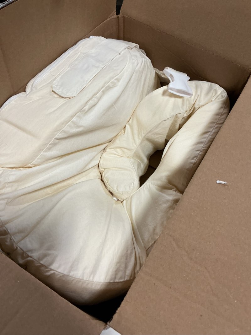 Condition photo showing Good Condition for My Brest Friend Deluxe Organic Nursing Pillow 100% Organic Cotton Slipcover Ergonomic Breastfeeding Pillows Supports Both Mom and Baby Breastfeeding Essentials Handy Side Pocket Cream Organic Cream