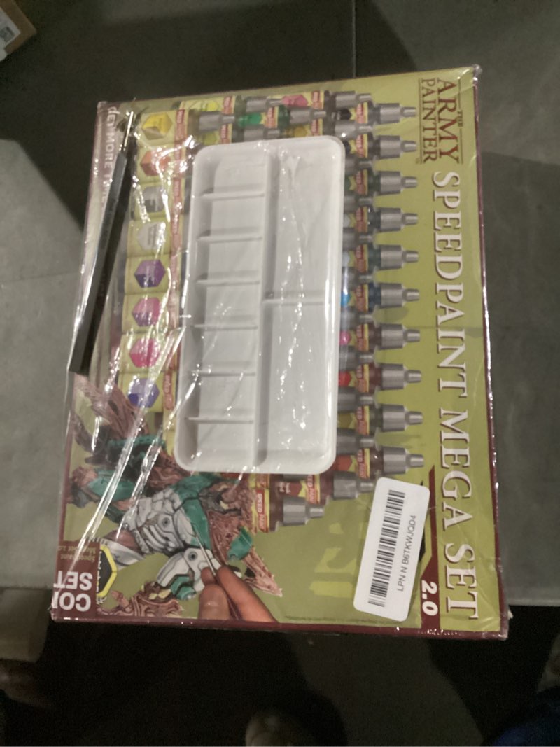 Condition photo showing New/Like New for The Army Painter Speedpaint 2.0 Mega Set Combo, 50 Dropper Bottles of Non Toxic Acrylic Contrast Paint 18ml for Wargaming, Incl. 1 Paint Palette and 2 Army Painter Brushes