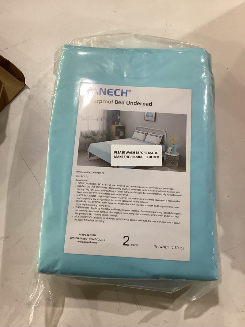 Condition photo showing New/Like New for kanech bed pads washable waterproof ,44"x52" (2 pack), incontinence bed pads, waterproof mattress protector & washable pee pads for kids, adults, elderly and dogs 44 x 52 inch (pack of 2)