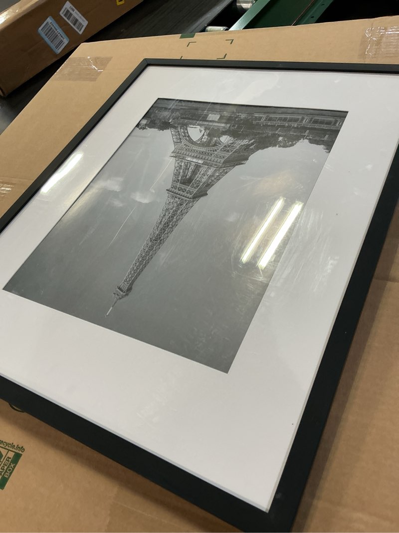 Condition photo showing As Is for upsimples 16x20 picture frame, display pictures 11x14 with mat or 16 x 20 without, wall hanging poster frame, black, 1 pack black 16x20