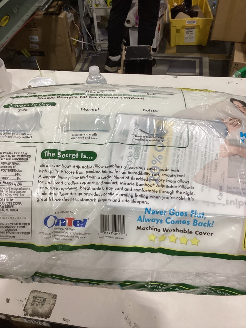 Condition photo showing New/Like New for As Seen on TV Miracle Bamboo Pillow, Queen Shredded Memory Foam Pillow with Viscose From Bamboo Cover