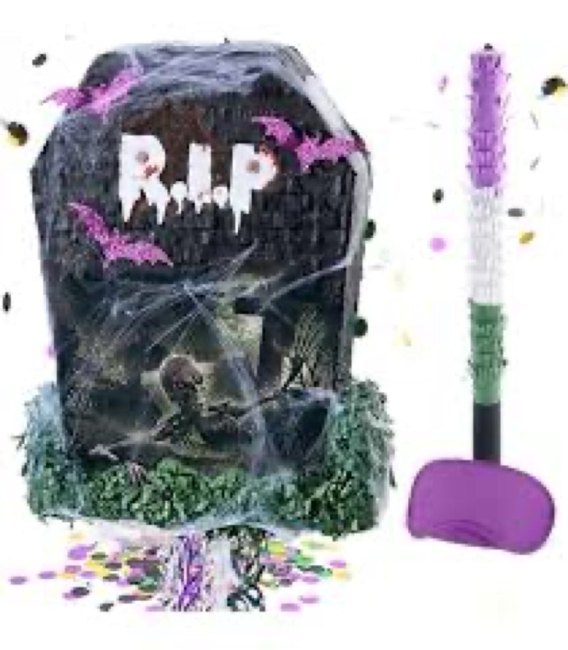 WERNNSAI Halloween Tombstone Piñata - Tombstone Bat Pinata Halloween Party Decor Favors for Kids Bir