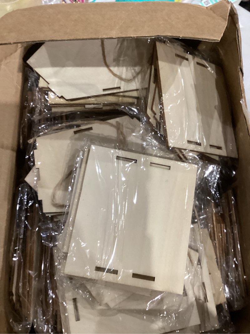 Condition photo showing Good Condition for DoubleFill 100 Pcs 4.33" Wooden Bird Houses Bulk for Kids DIY Unfinished Hanging Birdhouse for Crafts Art Wood Toys boy Girl Class Activity Creative Project Parties Design Valentines Crafts