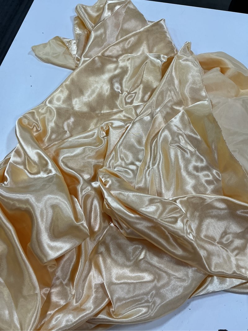 Condition photo showing Good Condition for 1 pack gold satin tablecloth 102 x 58 inch overlay satin table cover rectangle bright silk tablecloth smooth fabric table decoration for wedding banquet party events