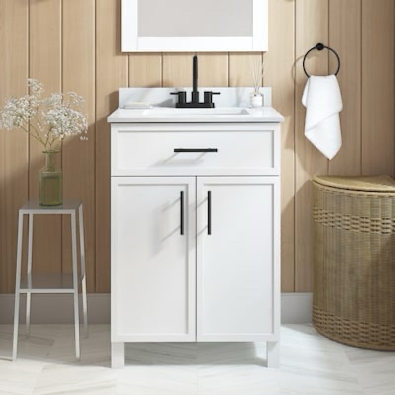  Style Selections Dolton 24-in True White Undermount Single Sink Bathroom Vanity with