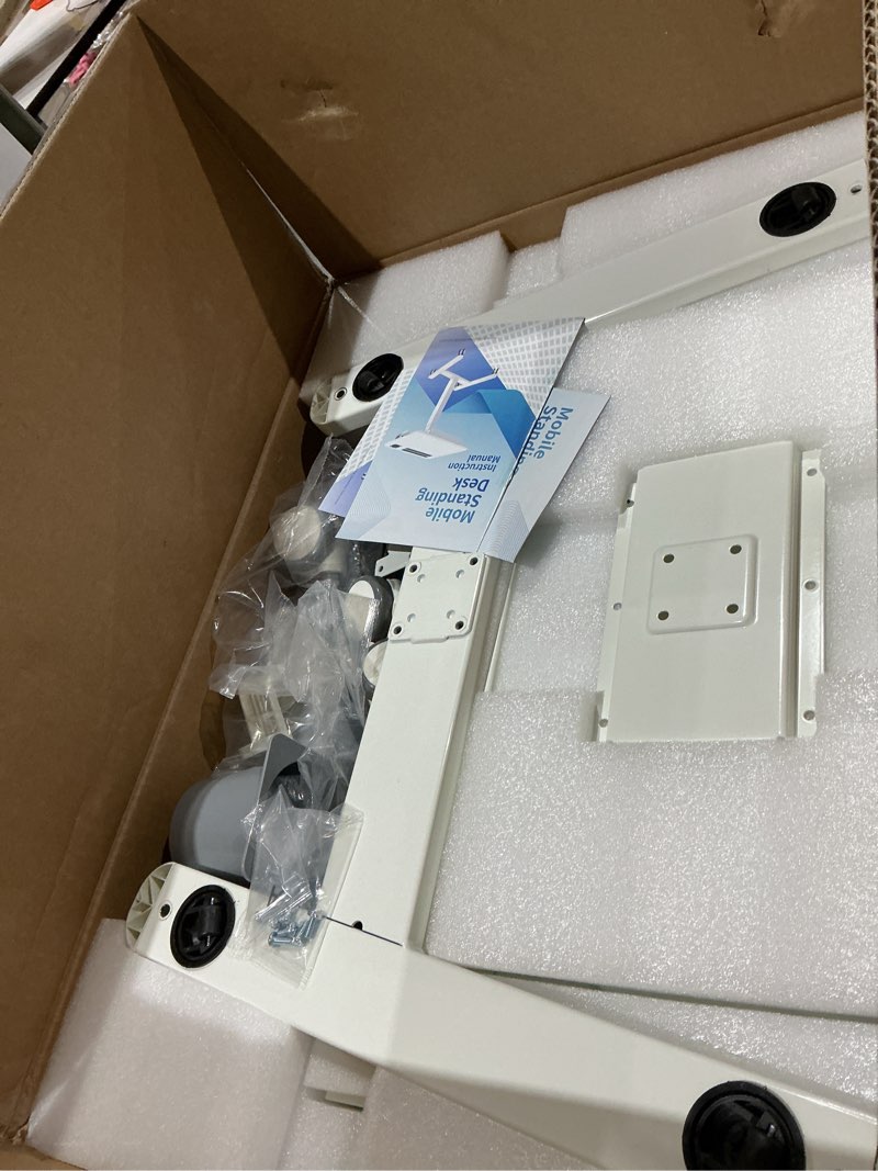 Condition photo showing As Is for mobile portable laptop standing desk with drawers