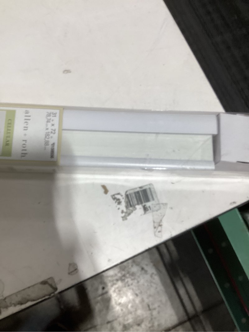 Condition photo showing Good Condition for allen + roth 34.5-in x 64-in White Light Filtering Cordless Cellular Shade