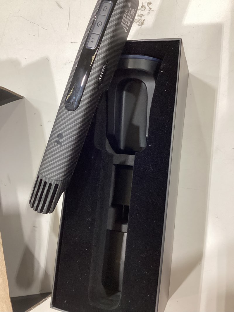 Condition photo showing As Is for the beard struggle carbon x heated beard brush, cordless beard straightener for men with adjustable temperature 160–200°c – ionic anti-frizz carbon x technology beard straightening brush carbon x - with charging stand