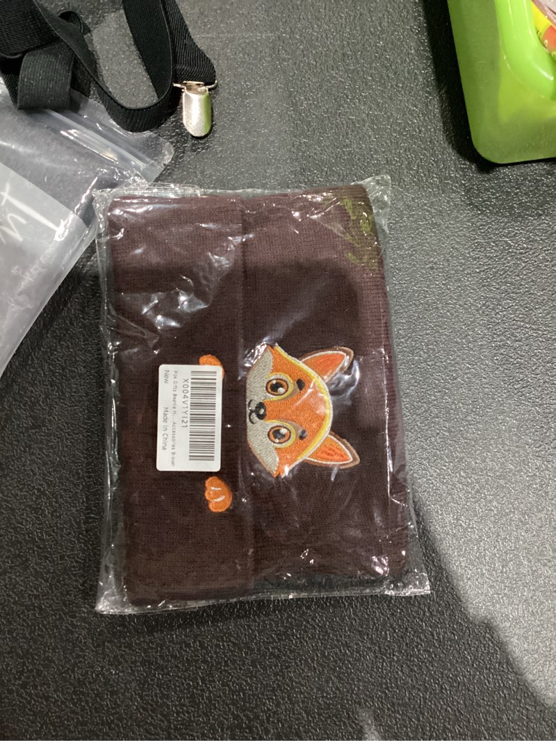 Condition photo showing New/Like New for fox gifts embroidered beanie hat for women men cute fox animal lovers knit funny birthday christmas stocking gifts stuff brown