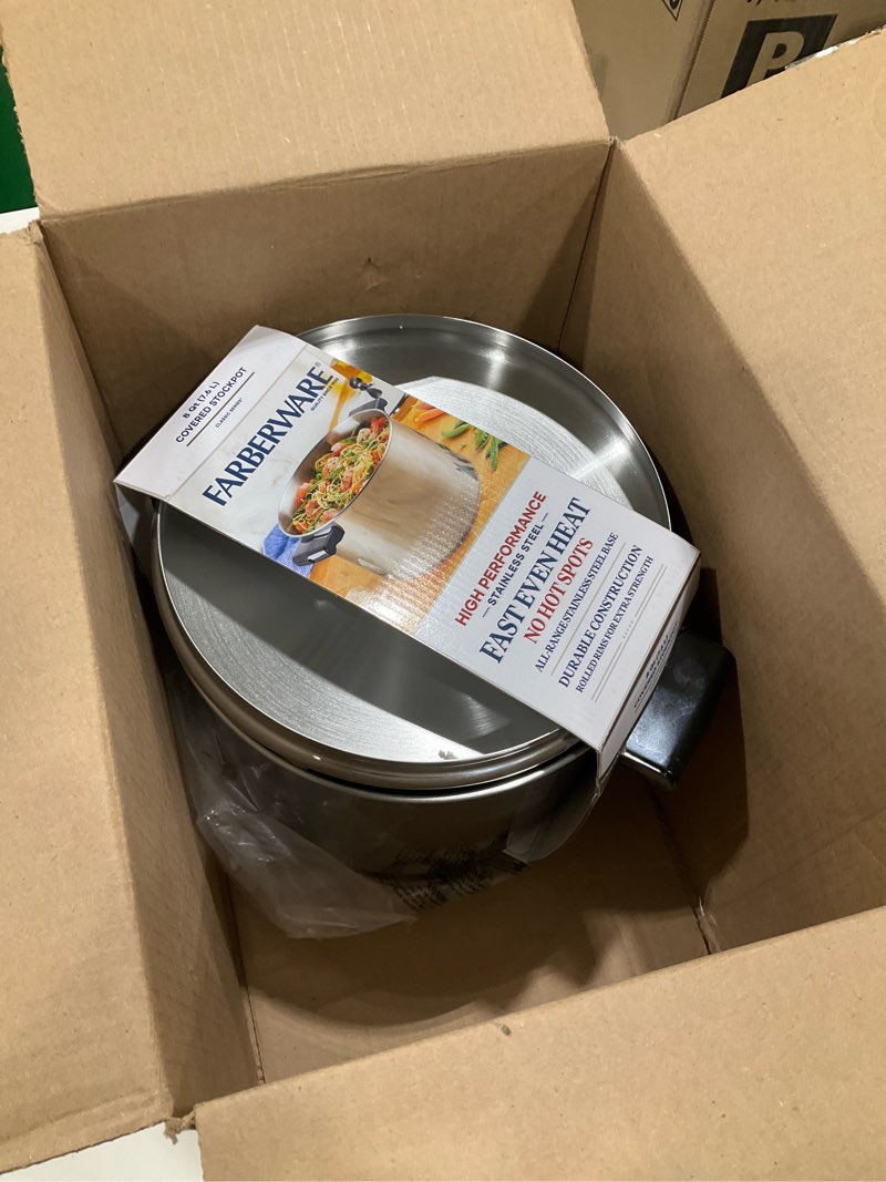 Condition photo showing Good Condition for Farberware Classic Stainless Steel 8-Quart Stockpot with Lid, Stainless Steel Pot with Lid, Silver Stockpot w/ Regular Lid (8 Quart) Stainless Steel 8 Quarts