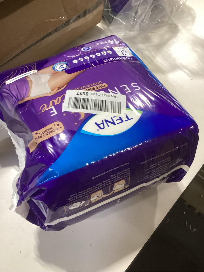 Condition photo showing New/Like New for tena sensitive care overnight incontinence underwear for women, bladder control, postpartum, xl, 14 count (waist size 39in-52in) x-large 14