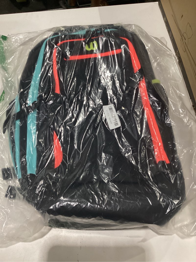 Condition photo showing Good Condition for wilson optx volleyball backpack - black/yellow optx volleyball backpacks black/aqua/green