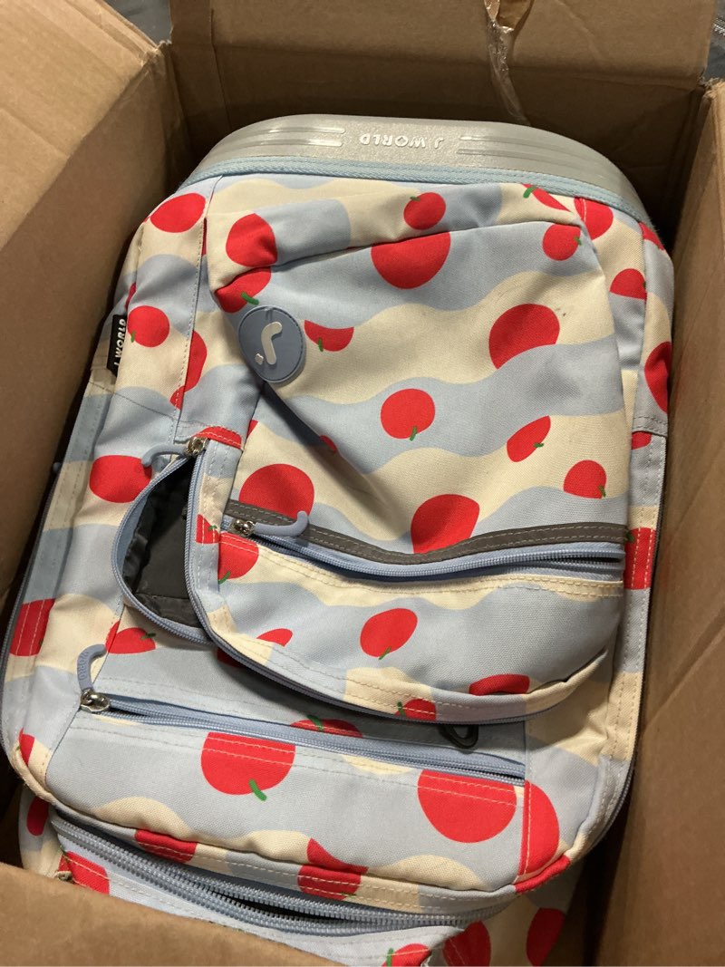 Condition photo showing As Is for j world sundance laptop rolling backpack for girls boys. roller bookbag with wheels, floating apple