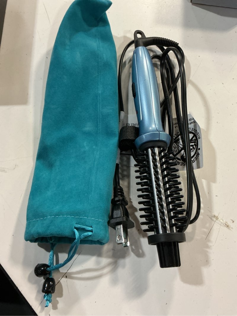 Condition photo showing Good Condition for mini curling iron phoebe 3/4 inch dual voltage ceramic tourmaline ionic hot curler brush with traveling bag for europe, professional, travel for short hair