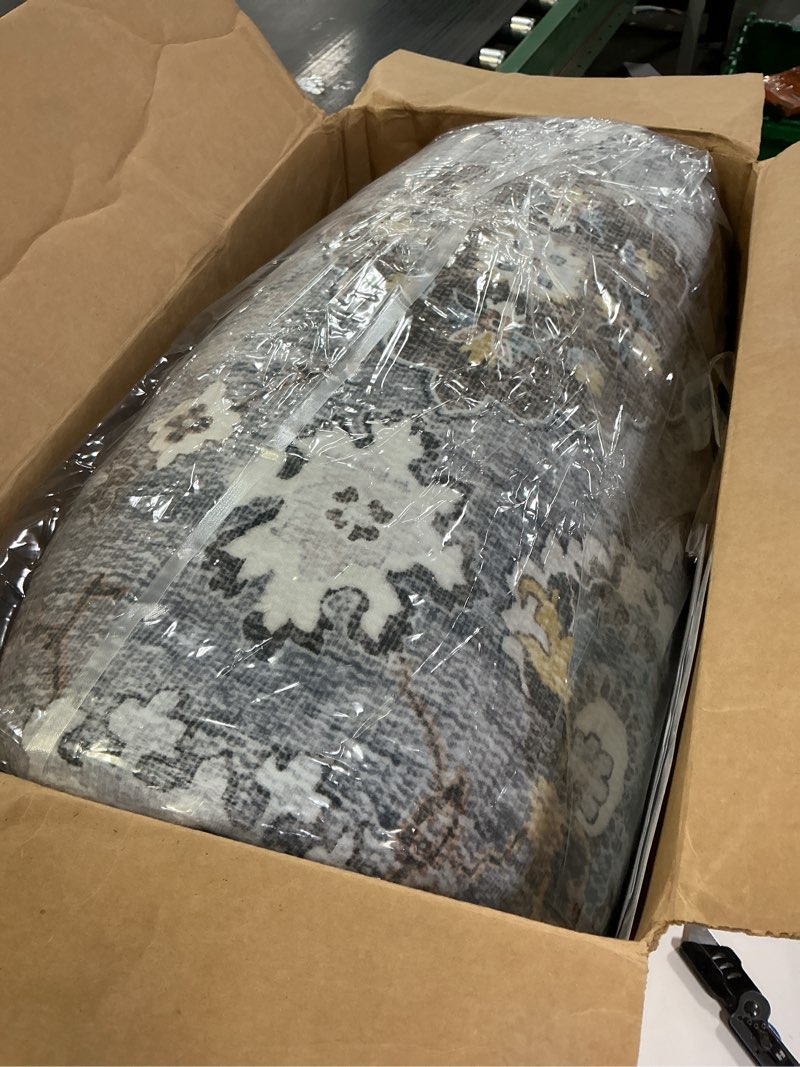 Condition photo showing Good Condition for Machine Washable Rug for Living room: 8x10 Area Rugs Boho Vintage Rugs Stain Resistant Non Slip Low Pile Lightweight Soft Carpet for Bedroom Kitchen Dining Room Nursery Kids Room Farmhouse Home Office 8' x 10' (Rectangular) Grey