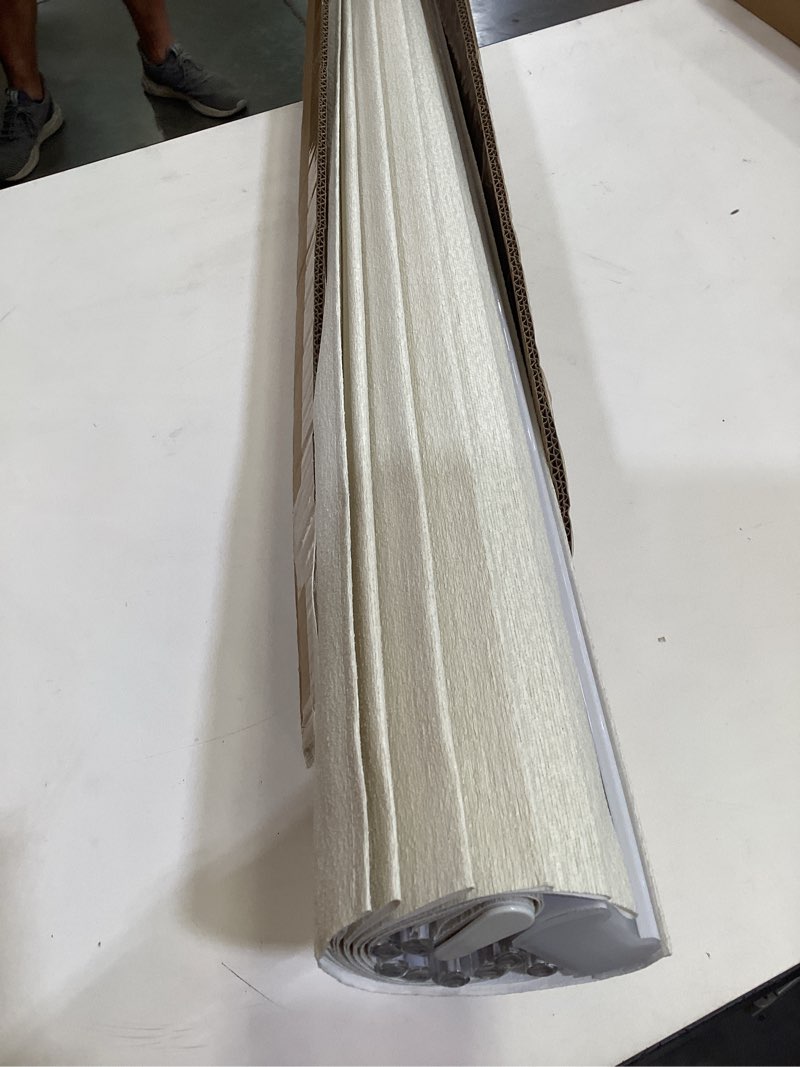 Condition photo showing As Is for cordless light filtering roman shades for indoor windows, bedroom, nursery, home, office, room darkening, thermal insulated & uv protection, easy install 37"w x 64"h off-white