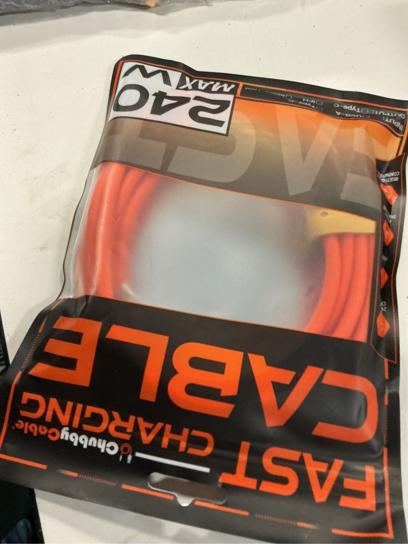 Condition photo showing Good Condition for chubbycable Chubby 2.0 USB C 240W Fast Charging Cable Silicone Soft Durable USB C Cable Extra Thick Charger Cord Compatible with iPhone 17-15 Series iPad, Orange, Type-C to Type-C, 9.8FT 9.8ft (3m) Type C-Type C Orange