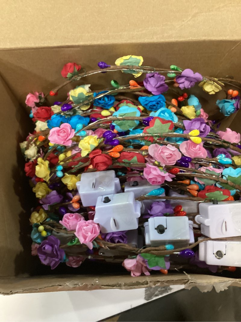 Condition photo showing Good Condition for yunsailing 64 pcs mardi gras light up flower crown valentine glow themed party led headband girl headpiece glowing floral headdress(classic)