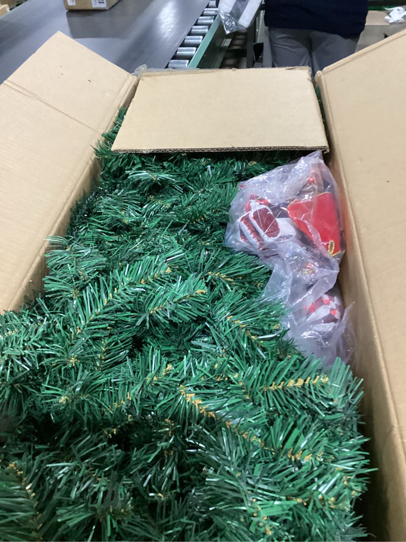 Condition photo showing Good Condition for VINGLI 60 Inch Pre-lit Outdoor Christmas Wreath, Large Christmas Wreath with Lights 220 LED and 600 PVC Branches for Garage, Green Wreath w/Bow, Pine Cones, Ornaments, Remote Control, Timer (Plug-in) 60 Inch Red & Green