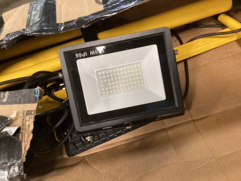 Condition photo showing As Is for Similar Dual-Head LED Work Light with Stand, 2025 Pro+ 12000LM Corded or Battery Rechargeable Telescopic Tripod Worklights, Portable Construction Flood Light for Job Site Workshop Garage