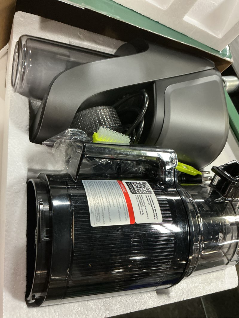 Condition photo showing New/Like New for Canoly C16 Cold Press Juicer, 6" Extra Wide Feed Chute, 3-IN-1 Strainers (Juice & Sorbet & Nut Milk), Powerful AC Brushless Motor, Self Precut System, Juicer Machines with BPA-Free (Space Gray)