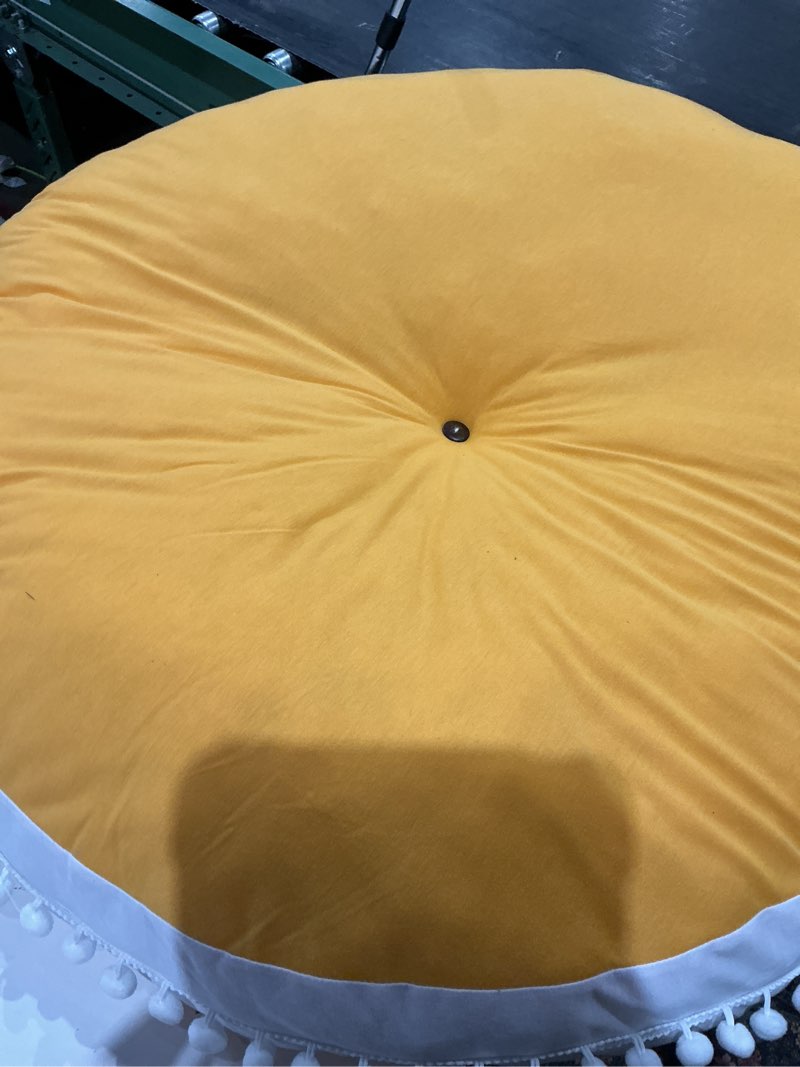 Condition photo showing As Is for floor cushion round children's room with cotton ball fabric, seat cushion floor cushion padded play mat for bedroom, living room, 35.43 x 7.87 inches