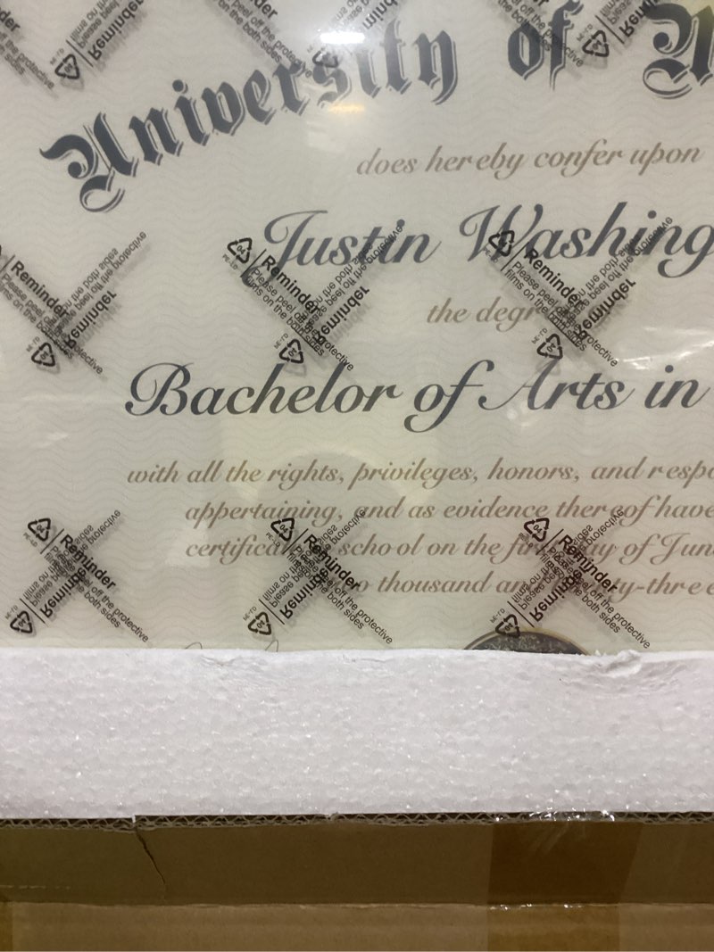 Condition photo showing Good Condition for Diploma Frame 14x17 with Blue Mat Fits Document, Certificate or 16x20 Picture without Mat, 17x14 Cherry Red Frame for Wall Mounting Blue 16x20 for 14x17