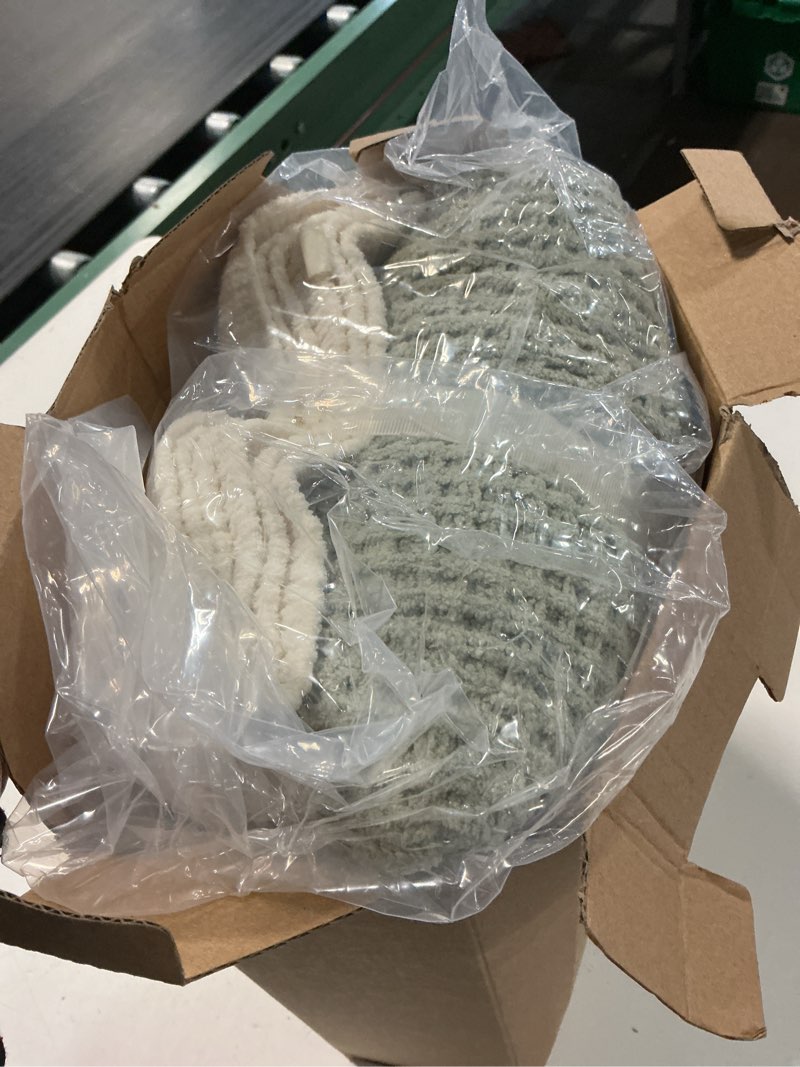 Condition photo showing New/Like New for amélie home chenille throw blanket, soft cozy waffle throw for couch & sofa, warm yet lightweight, breathable all-season throws for women men, housewarming, birthdays, 60"x80", green sage green chenille waffle knit(60" x 80")